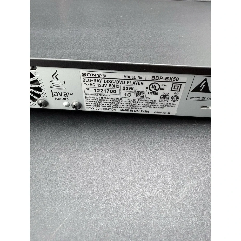 Sony BDP-BX58 1080p 3D Blu-ray Disc/DVD Player WiFi  Remote (TESTED WORKS
